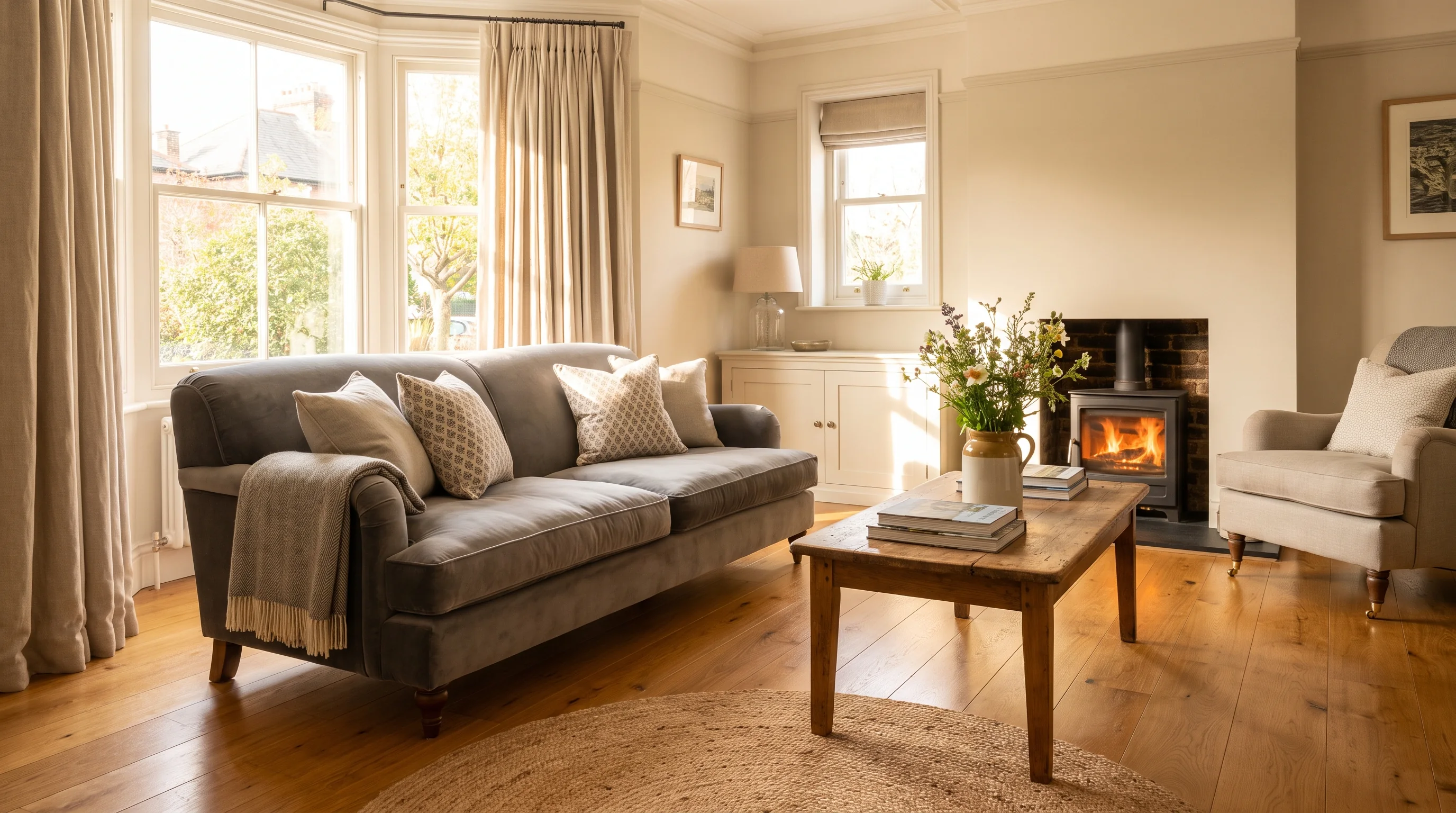 Freshly cleaned living room in a Repton home with sunlight through the window